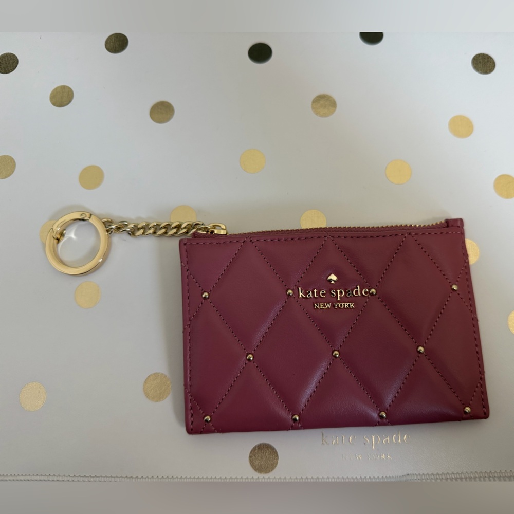 Kate Spade Quilted Pink card Id with Gold Accents